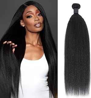Kinky Straight Bundles Human Hair 30 Inch 12A Brazilian Yaki Straight 1 Bundles Deals Human Hair Brazilian 100% Unprocessed Virgin Remy Hair for Black Women Natural Black Hair Extensions