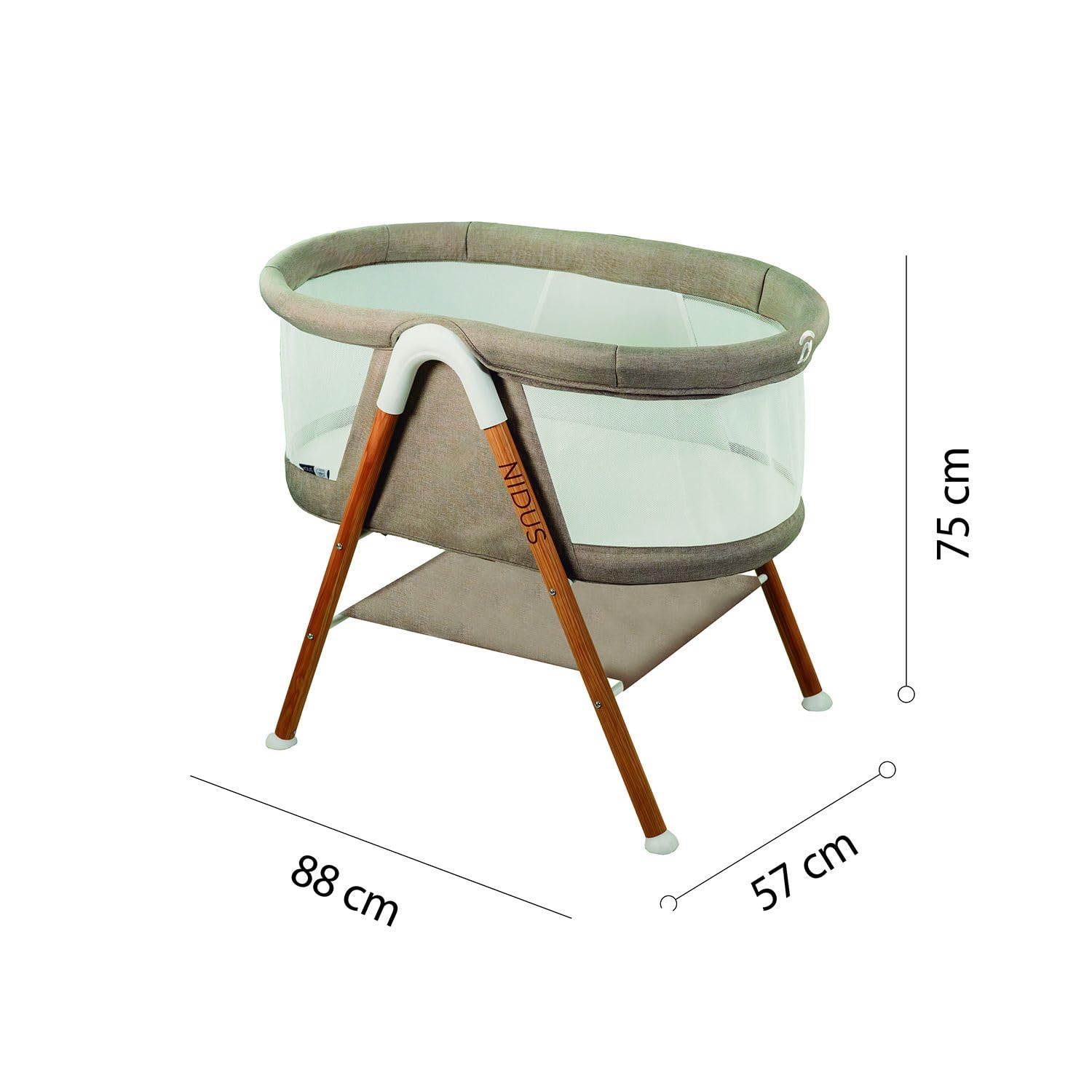 Asalvo Nidus Mini-Berceau Cododo Bébé, Réglable en Hauteur, Structure Pliable, Matelas Inclus, Tissu Respirant, Berceau Cododo Sécurisé, Beige