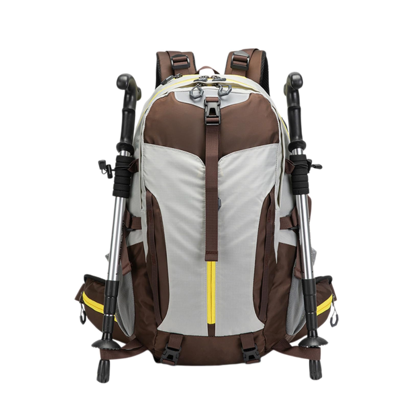 Wanderrucksack Herren Damen, Leichter Trekkingrucksack 40L, Atmungsaktiv Mit Regenschutz, Für Outdoor, Reisen, Wandern, Sport (Braun)