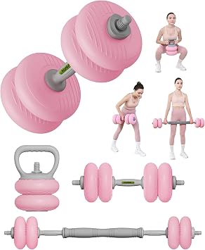 kisnbld Adjustable Dumbbell Set, 35/45/62LBS SoftShell Weight Set with Connector 4-IN-1 Dumbbell Set Used as to Barbell & Kettlebell for Home Gym, Fitness Exercise for Men Women Beginners
