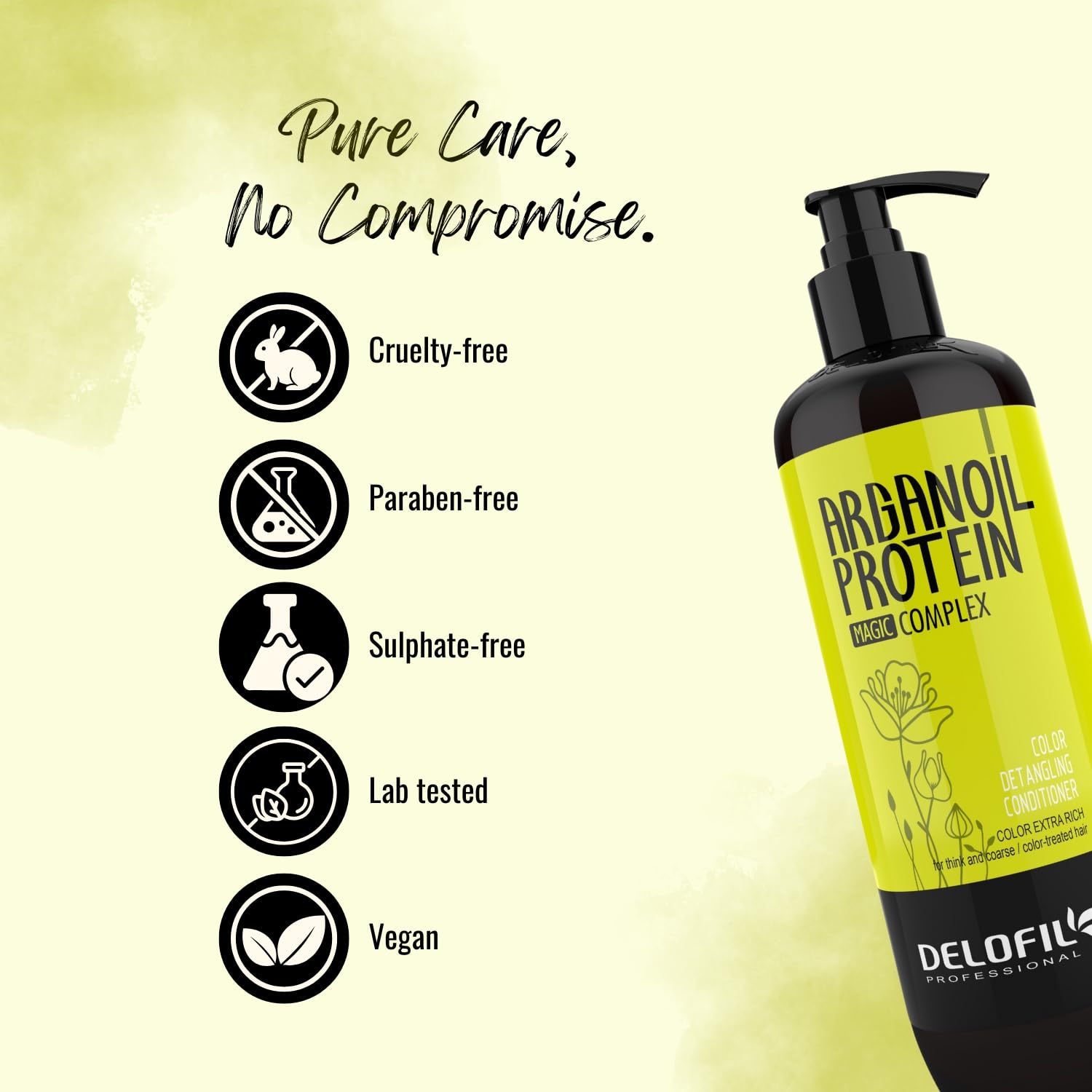 Delofil Professional Argan Oil Protein Magic Complex Color Detangling Conditioner for Smooth Soft Hair 800ml 3
