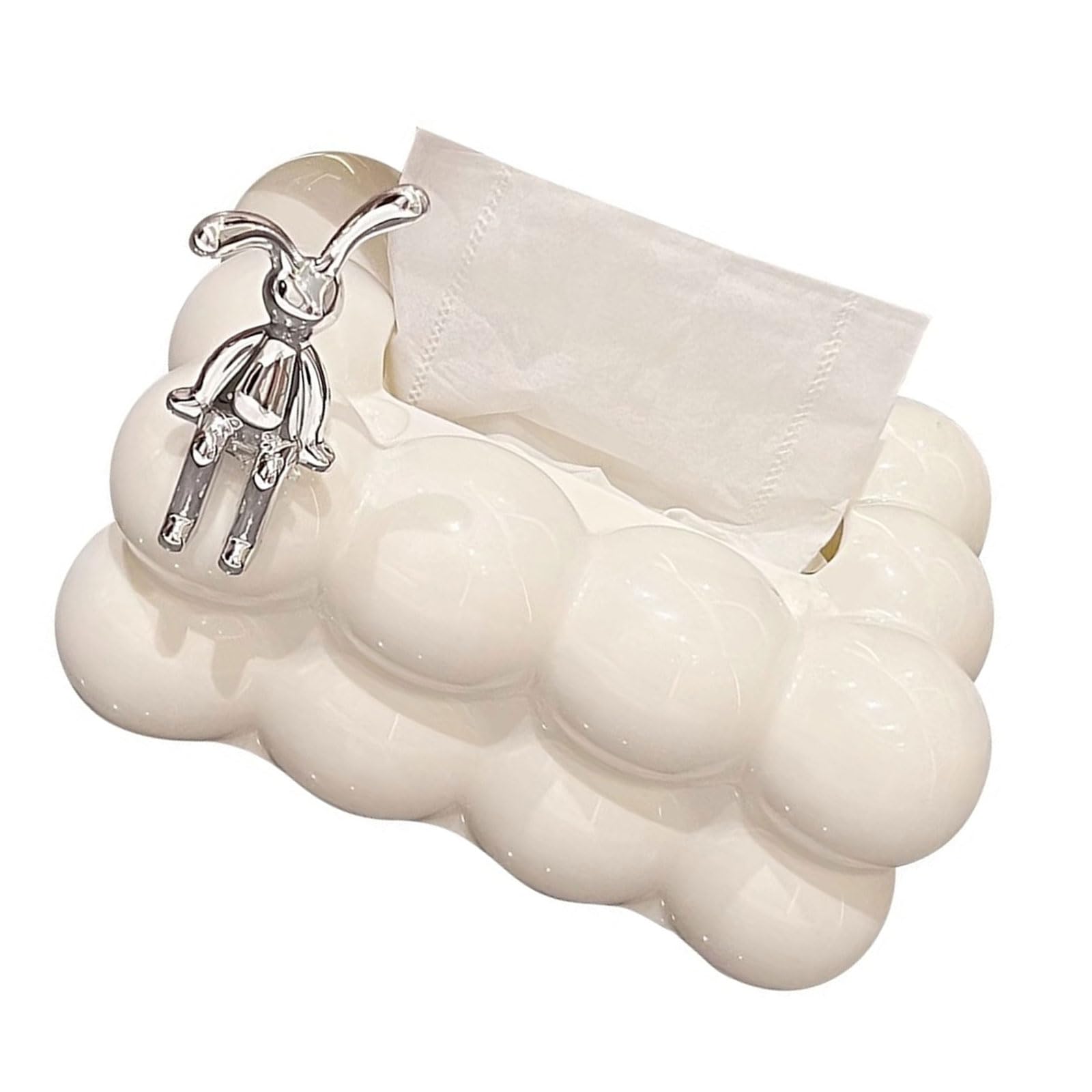 carotoe Stylish Kitchen Napkin Dispenser Decorative and Functional Tissue Box with Rabbits and Bowknot Paper Container Box Decorative Tissue