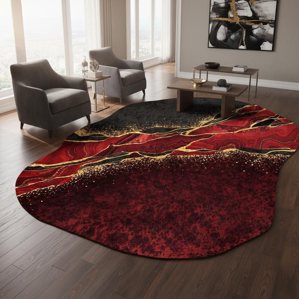Amazon.com: FVPSORBAT Rustic Abstract Marble Texture Burgundy Black ...