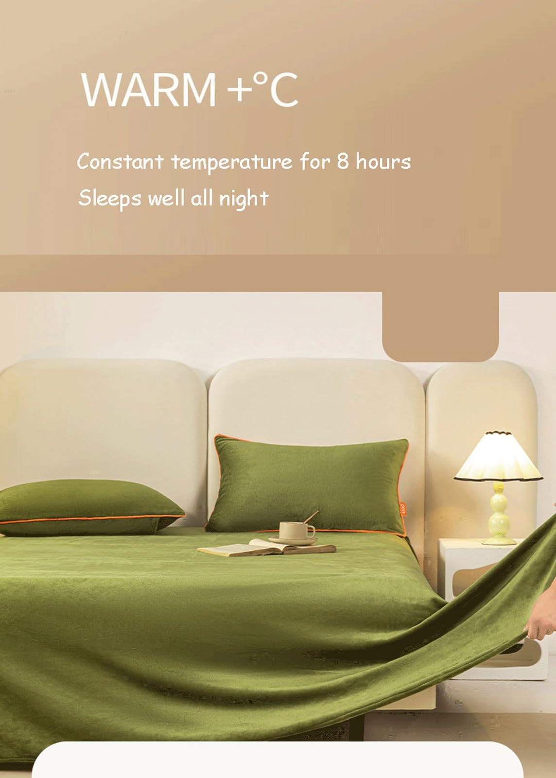 Bettlaken ohne Gummizug 160x230cm 230x250cm Warm Winter Plüsch Betttuch Winter Laken Leintuch Flauschig Flanell Haustuch(Green,160x230cm+48x74cm x2)