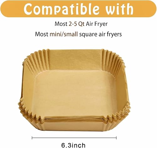 Miniatura 2 de Paquete de 150 mini forros cuadrados para freidora de aire de 2 cuartos