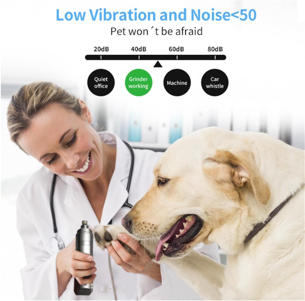 Cortaúñas para perros y gatos, lima de uñas eléctrica, pulido automático de uñas de bajo ruido y vibración, para perros grandes y pequeños, mascotas, gatos, aseo rápido, color negro