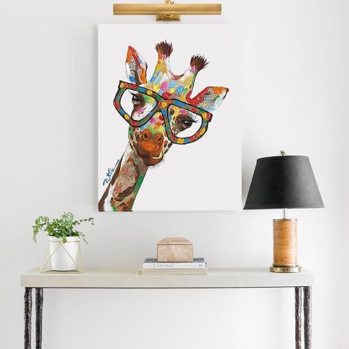 Miniatura 4 de ForJoy Arte de pared grande de jirafa pintura artística para habitación de los niños, dormitorio, sala de estar, cocina, habitación de bebé, baño,