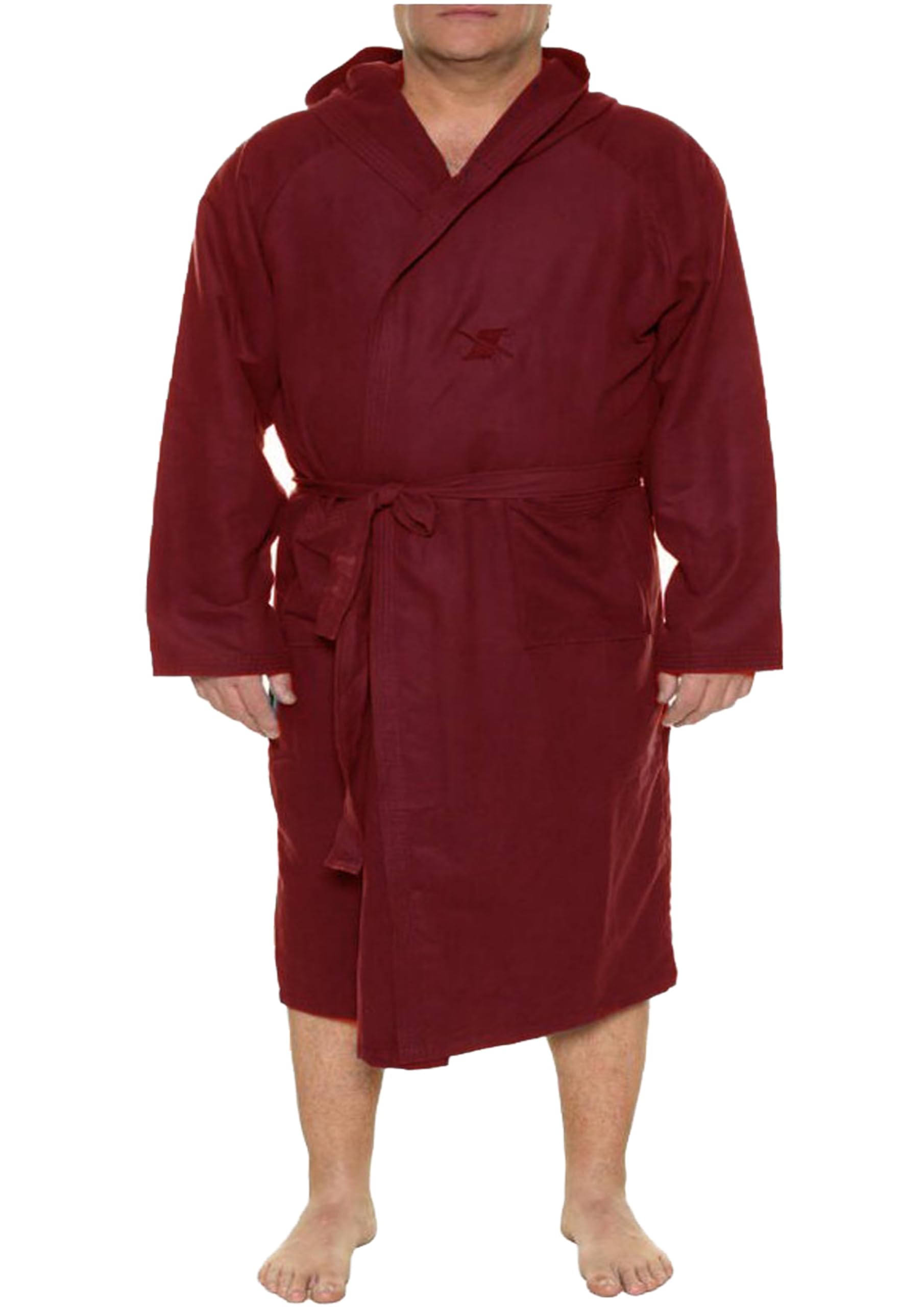 Accappatoio Unisex in Microfibra, con Cappuccio e Cintura, Taglie Forti uomo fino a 8XL (IT, Testo, 4XL, Regular, Regular, Bordeaux)