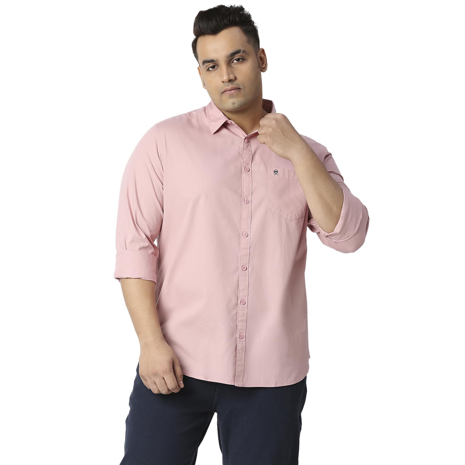 Thomas Scott Men's Plus Size Cotton Casual Shirt | Regular Fit | Long Sleeves | Spread Collar | Solid | Soft & Breathable | Everyday Comfort Shirt for Men