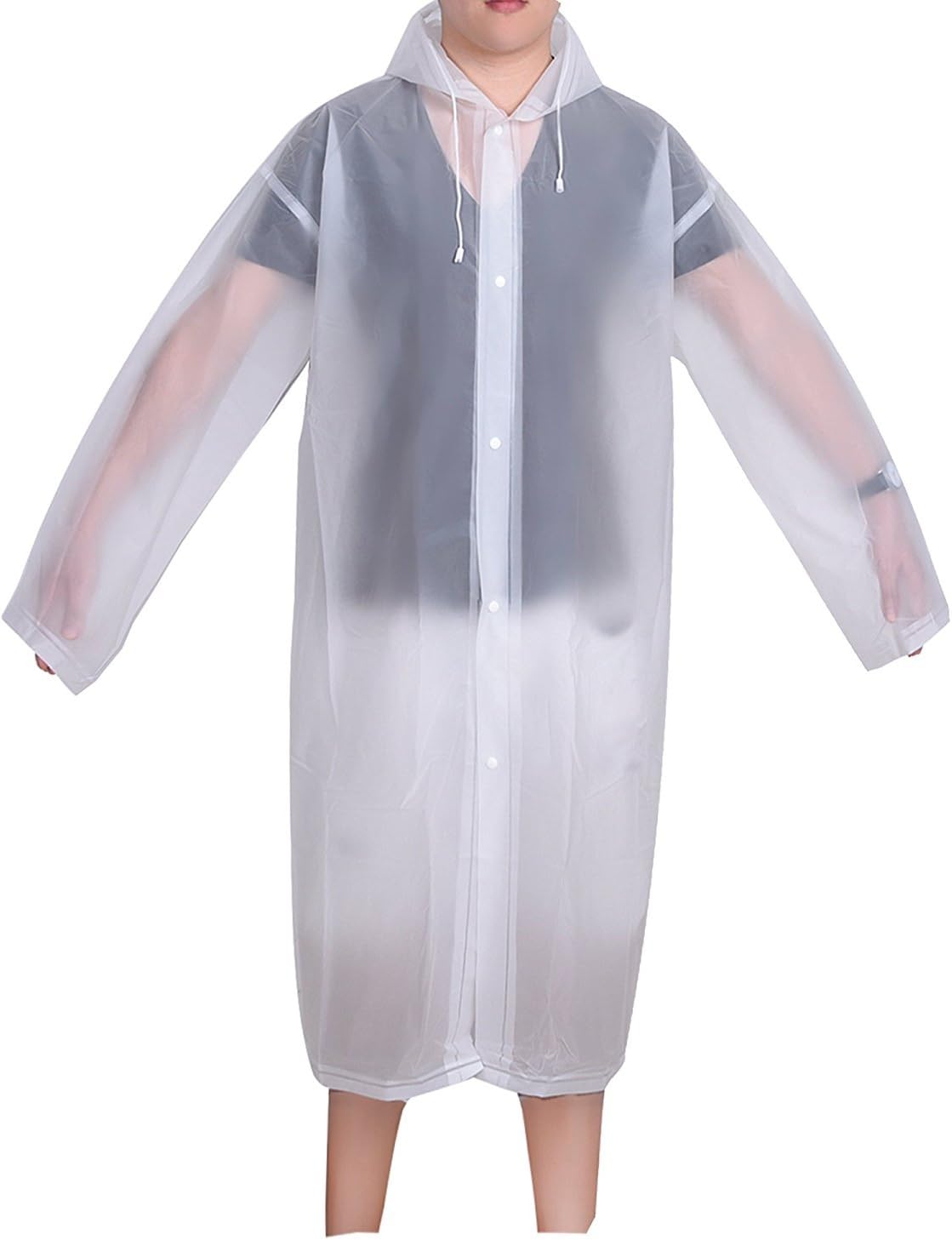 Adult Portable Raincoat Rain Poncho with Hoods and Sleeves (White)