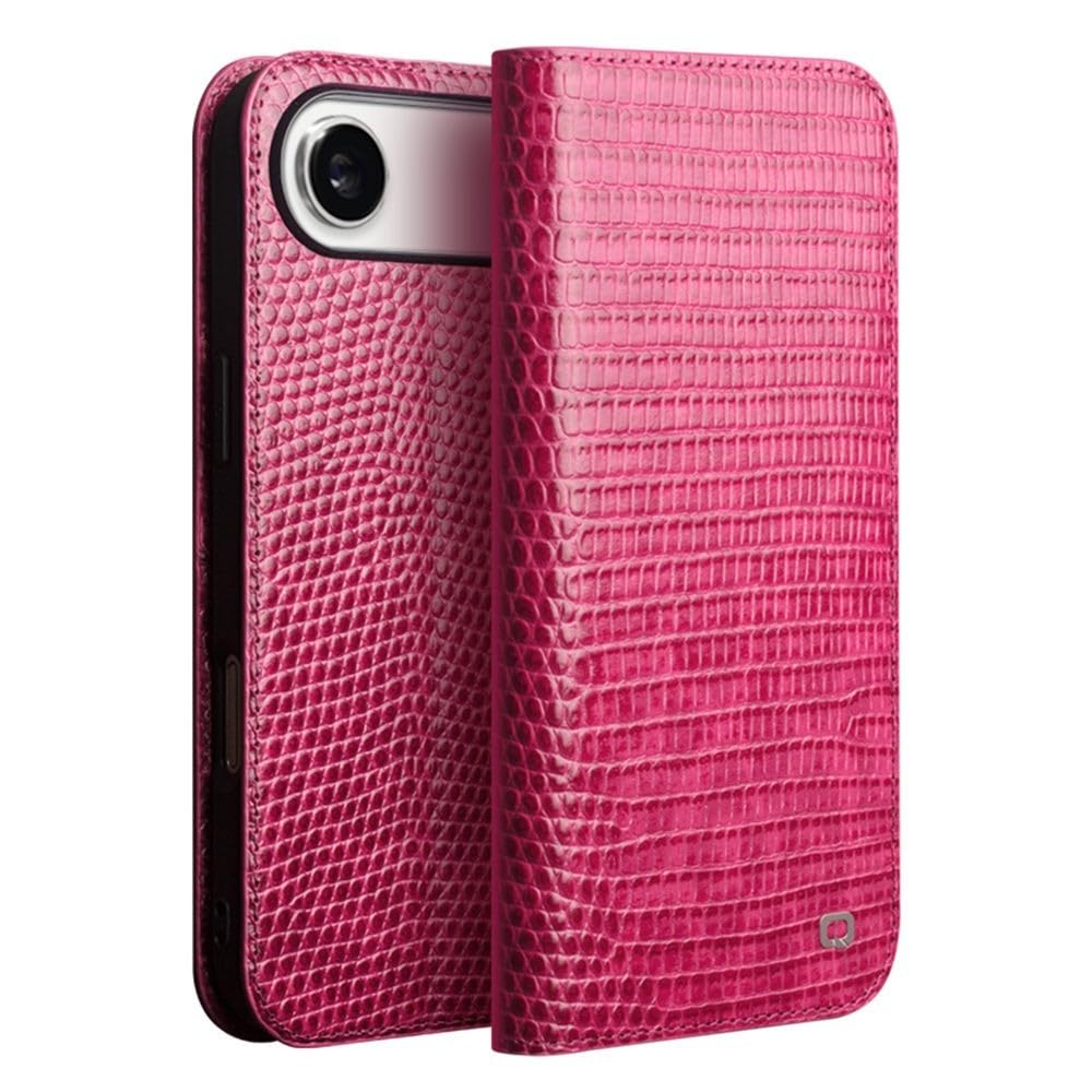 Housse iPhone 17 cuir véritable rose antichoc à clapet aimanté - 7