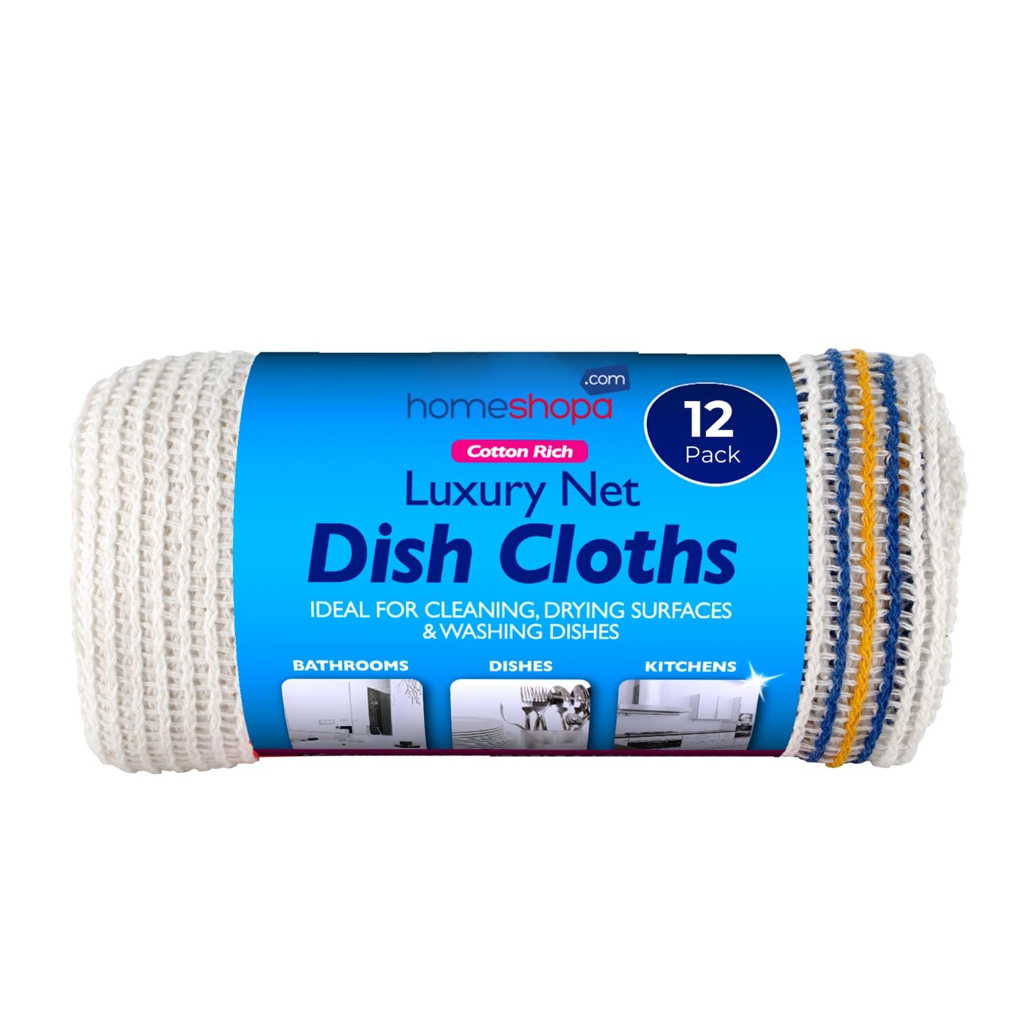 Homeshopa.com White Homeshopa Dish Cloths, 12 Pack 36Cm X 28Cm Soft Cotton Antibacterial Absorbent Lint Free Kitchen Tea Towels, Washing Up Dishcloth For Home Cleaning Supplies, Washable Reusable