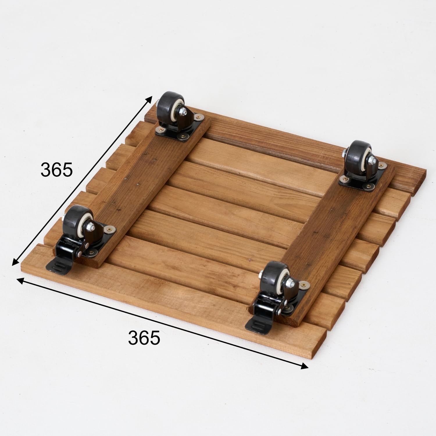 Chariot pour plantes résistant aux intempéries - Charge maximale : 90 kg - Planche à roulettes pour plantes - Soucoupe - Roulettes avec 2 bloqueurs - Marron - 36 x 36 cm