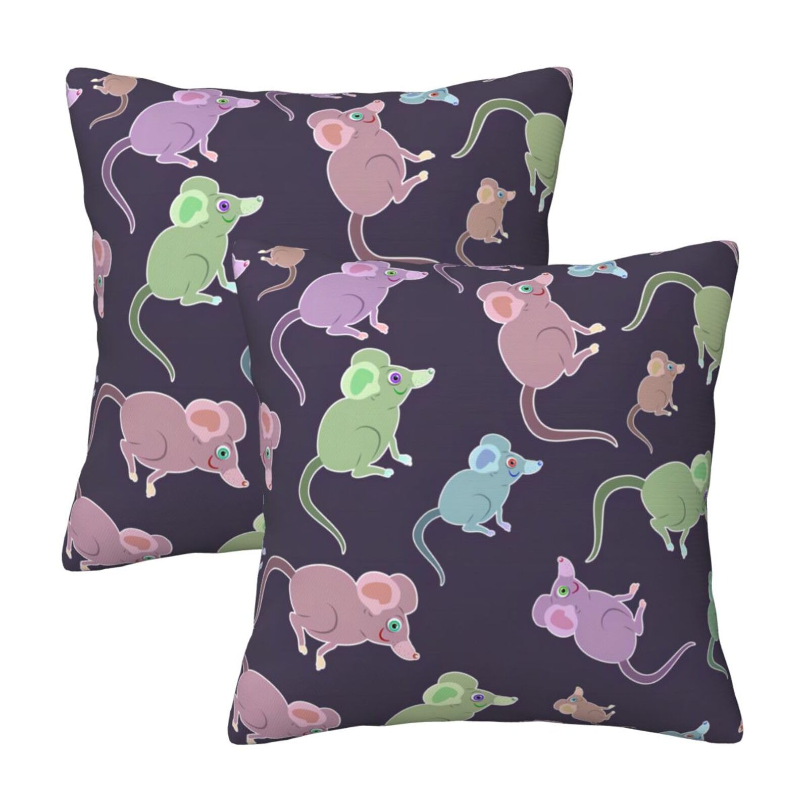 Kfjghhl Animals-Cute Mouse Throw Pillow Covers Decorative Farmhouse Couch Pillow Case 4 Sizes Square Cushion Pillcase