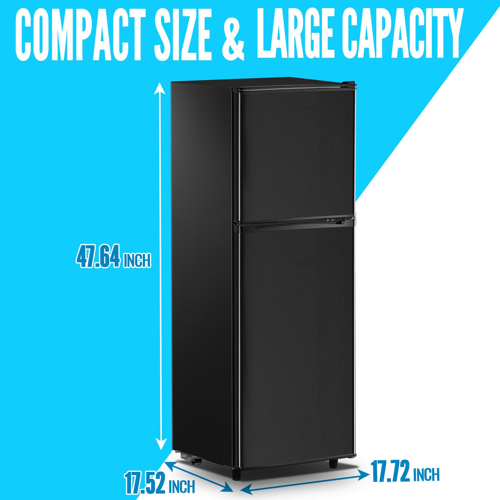 WANAI Large Capacity Compact Refrigerator With Top Freezer 3.5 Cu.Ft Mini Fridge For Kitchen Dorm Dark Grey on Fridge.com - View 3
