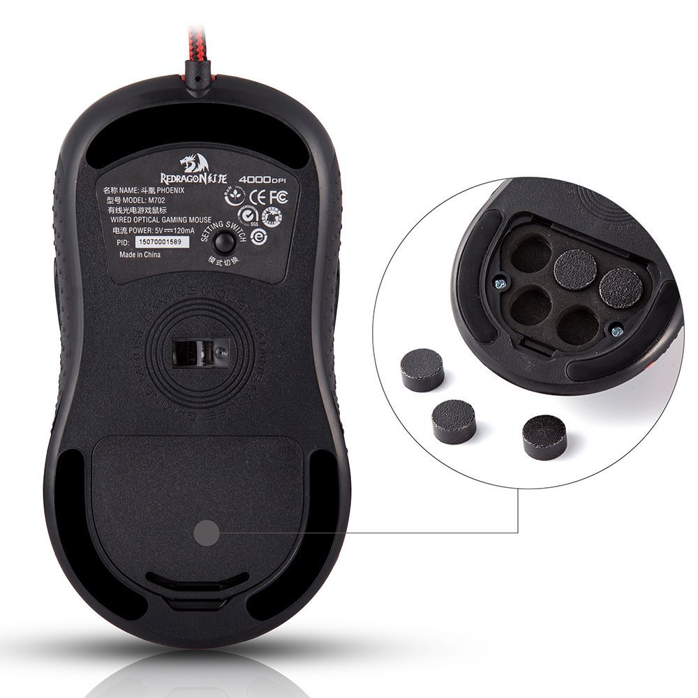 KINGTOP Souris Gaming Programmable 500-4000 DPI Capteur Optique De Haute Précision Souris Filaire Gauchers / Droitiers avec 11 Boutons et 5 Modes d'utilisation Différents, Noir