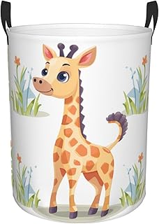 Cute giraffe print Laundry Basket Circular Hamper Waterproof Bathroom Hamper Storage Bin Organizer Basket Laundry Hamper with Handles for Clothes Toys Medium