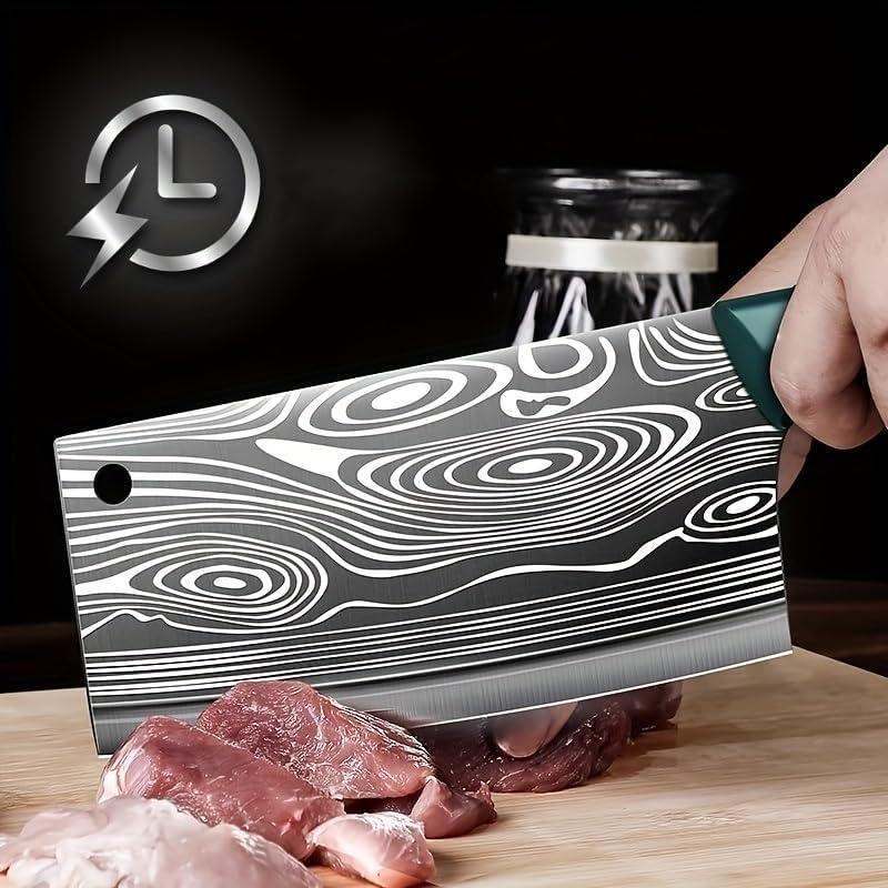 Meat Cleaver,Cleaver Knife 7 Inch Kitchen Knife Forged Vegetable Cutter Sharp Stainless Steel Slicing Knife