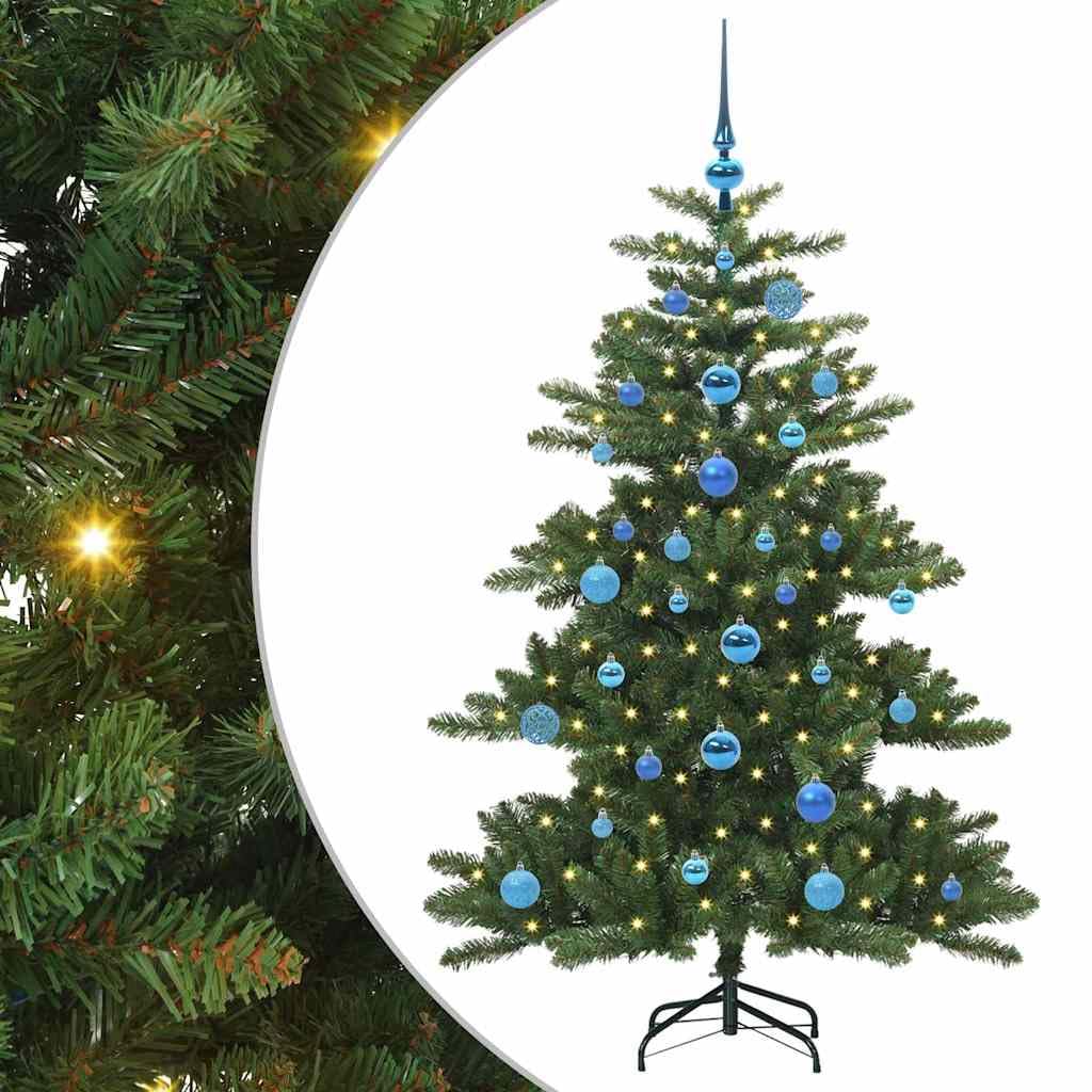 Künstlicher Klappbarer Weihnachtsbaum Grün 150 cm, PVC und Stahl, mit 150 warmweißen LEDs, ideal für Festliche Innenbereich Dekoration