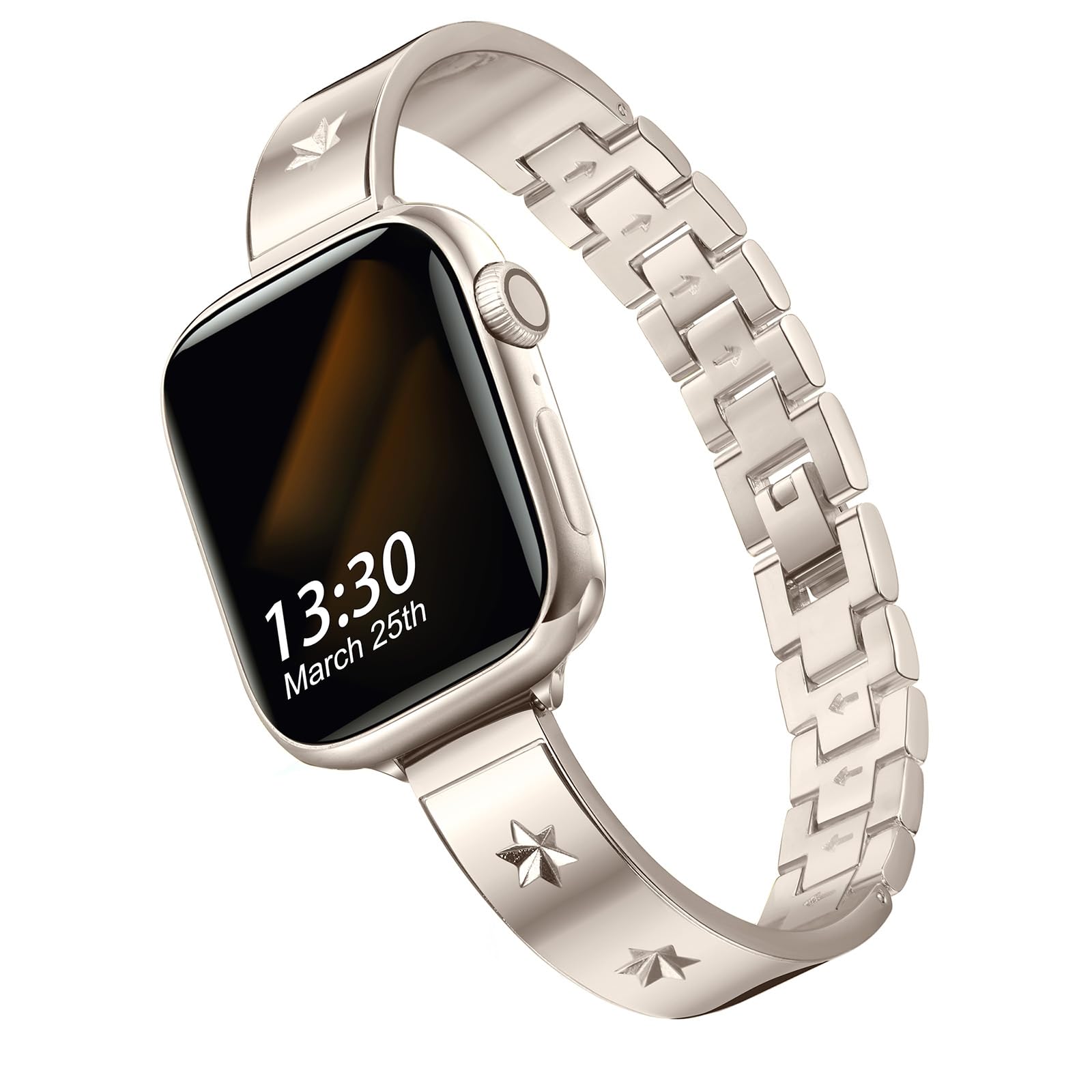 Mtozon Bands Compatible with Apple Watch 38mm 40mm 41mm 42mm 44mm 45mm 46mm 49mm, Women Stainless Steel Metal Wristbands Dressy Bracelet for iWatch