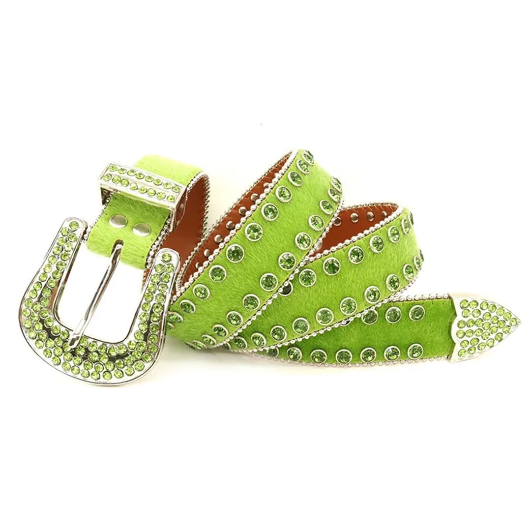 Cinturón de piel suave con diamantes de imitación para mujer, con hebilla, para fiesta, discoteca, vestido, hebilla