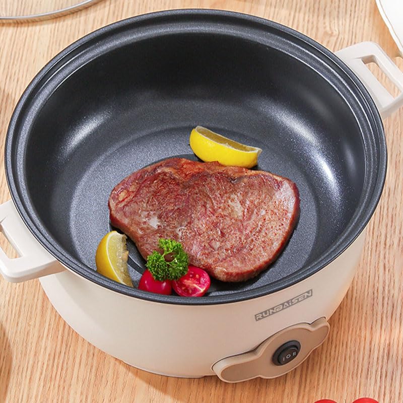 Electric Hot Pot - Multifunctional Non-Stick Electric Skillet for Ramen, Egg, Pasta, Dumpling, Soup, Porridge, Oatmeal - Portable, Compact, Easy-to-Clean (3.5L double layer-A)
