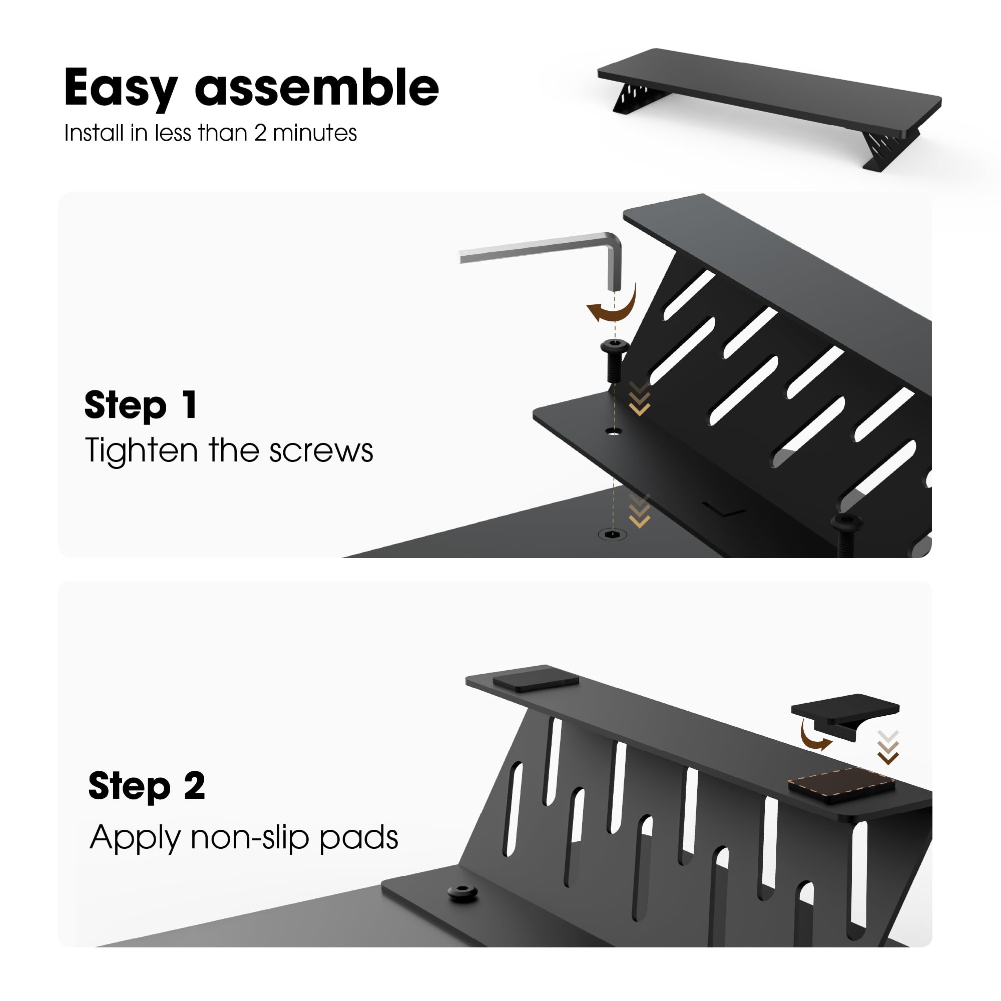 Fenge Réhausseur d'Écran d'Ordinateur, Support de Moniteur Portable, 80×23,5×10cm, Charge 25KG, Noir