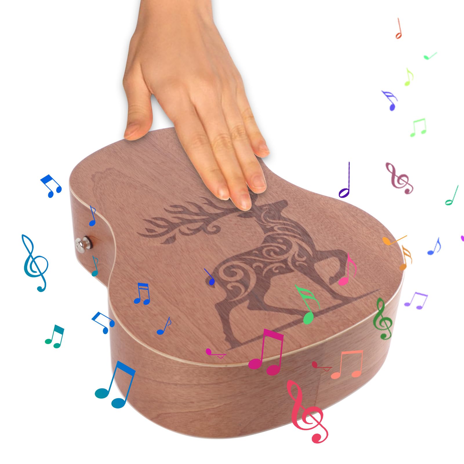 Rockhouse Cajon Drum - Tambor de Mano Plano con Forma de Guitarra con Correa y Bolsa Almacenamiento, Instrumento Percusión Portátil para Músicos que Viajan