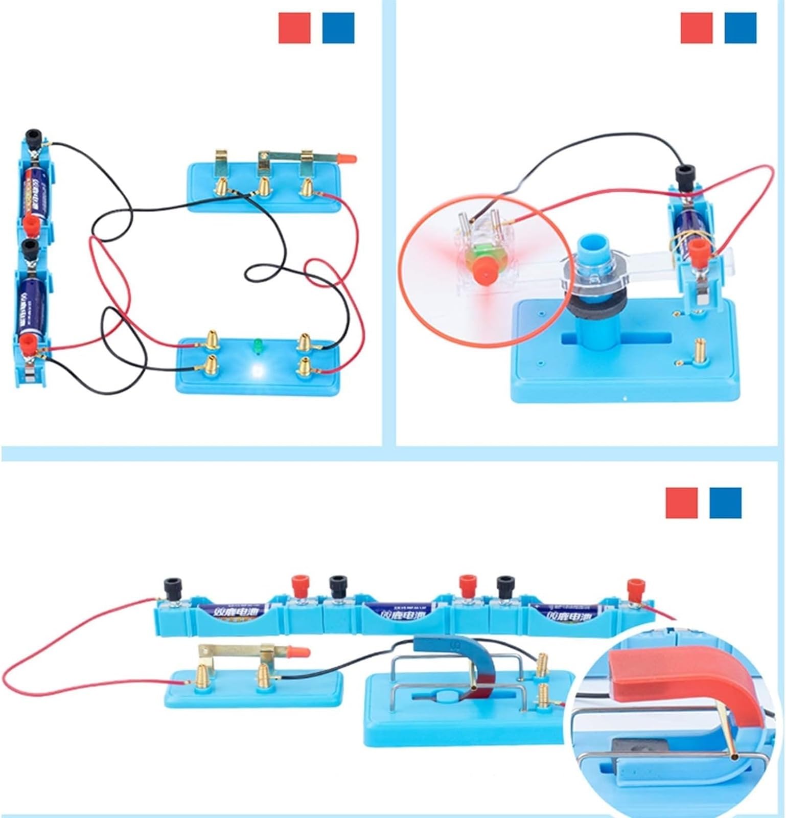 Caja De Almacenamiento For Experimentos Circuito Electromagnético | Amperímetro Voltímetro Manivela Generador Batería de salmuera Kit de laboratorio de física de fricción estática