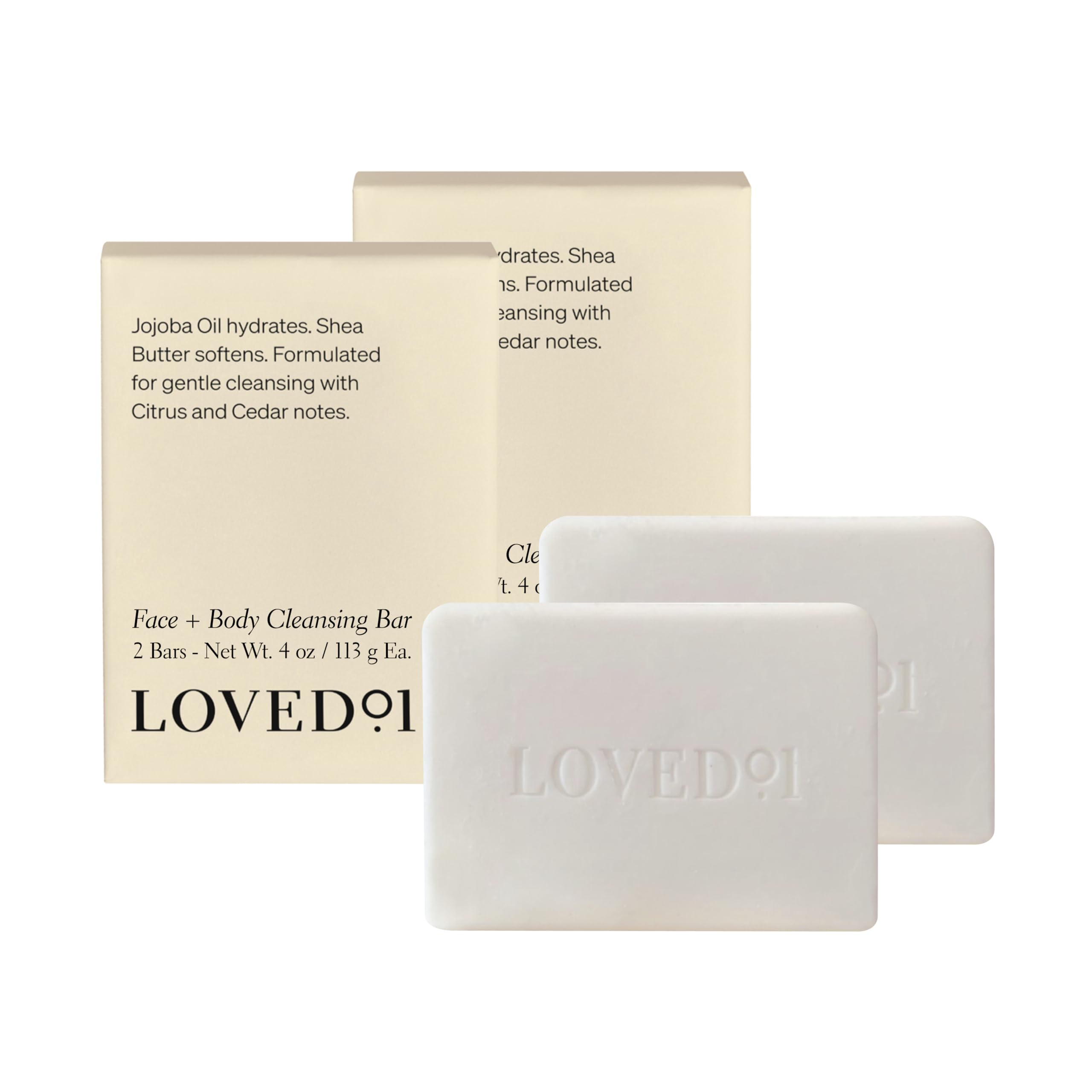 Loved01 Face & Body Cleansing Bar, John Legend Skincare, Soap-Free & Gentle Non-Stripping Cleanser, Moisturizing with Shea Butter (4 Bars, 4 oz per bar)