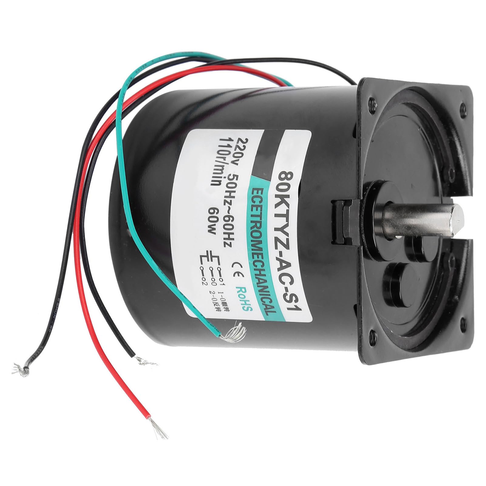 Aramox Motor Síncrono de CA, Motor Síncrono de Cobre XD80KTYZ 60W CW CCW Velocidad Ajustable Torsión Grande Baja Velocidad para Máquinas Herramienta CNC Instrumentos de Medición (110 rpm/min AC220V)