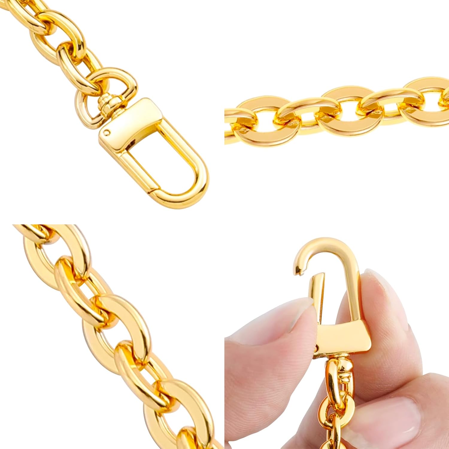 jiesinlov Purse Chain Strap CrossBody Handbag Gold Chains Shoulder Bag Strap Replacement,with Metal Buckles (B 43.3in) - Image 4