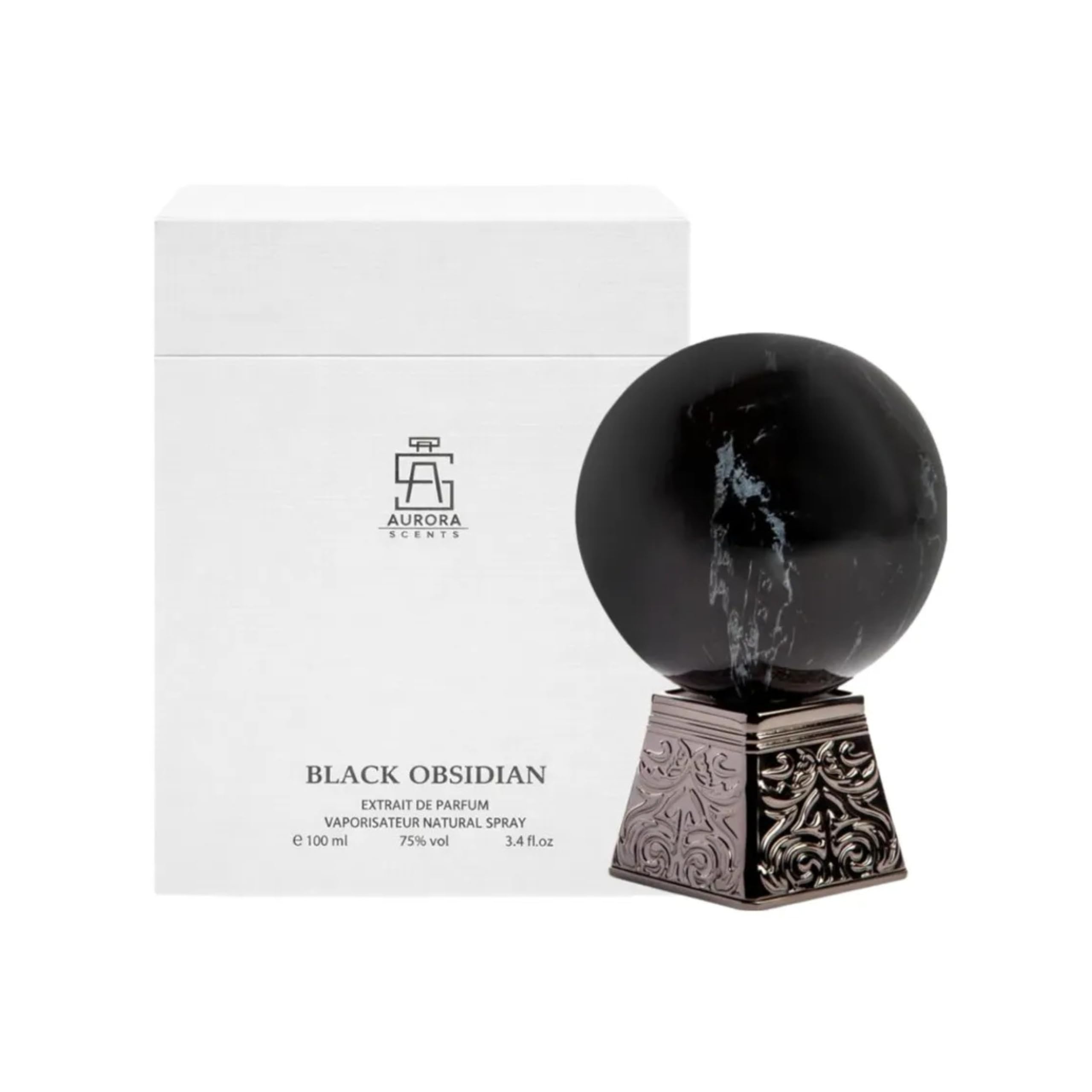 AURORA SCENTS Black Obsidian Parfüm Eau de Parfum Herren 100 ml, maskuliner Duft mit Bergamotte, Elemiharz, Osmanthus, rosa Pfeffer, Jasmin & Helvetolid, zitrisch aromatisch frisch würzig