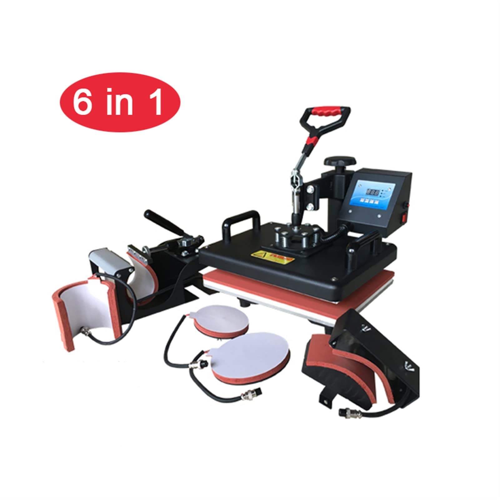 Prasa termotransferowa, 6 W 1 Combo Maszyna do prasy ciepła Sublimacja Drukarka Przesyłanie Kubek/Koszulka T Shirt Telefon Płytka Torba Puzzle Drukowanie tkanin