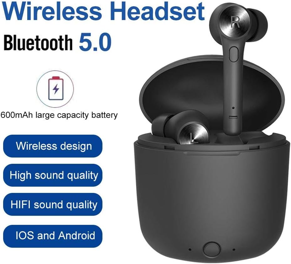 Bluetooth 5.0 Wireless Stereo Sport Earphone for iOS and Android, Original Bluedio Hi Earbuds Wireless Headset with Charging Box Built-in Microphone