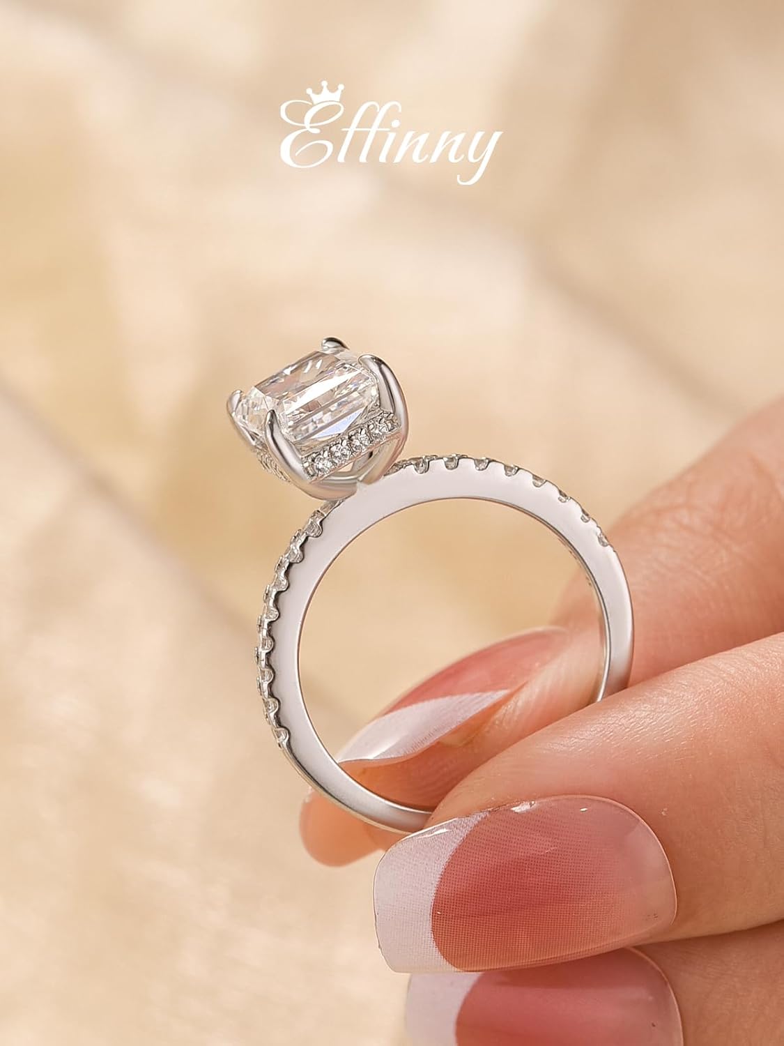 3.5/7.0 Carat Elongated Radiant Cut Engagement Ring for Women,5A Cubic Zirconia Promise Ring in 925 Sterling Silver - Image 5