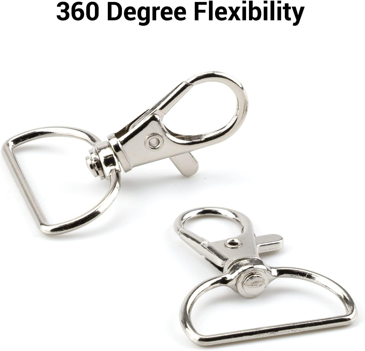 60 Pack Key Chain Clip Hook Swivel Clasp with D Ring Clip Hook Lanyard Snap Hooks 360 Degree Flexible Lobster Claw Clasps Fastener Hooks for Keychain Lanyard Bag Purse (Inner Width 1 Inch) - Image 4