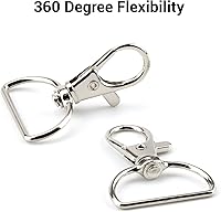 Vista 4 de Paquete de 60 ganchos de clip para llavero, cierre giratorio con clip de anillo en D, ganchos a presión, ganchos flexibles de 360 grados, ganchos