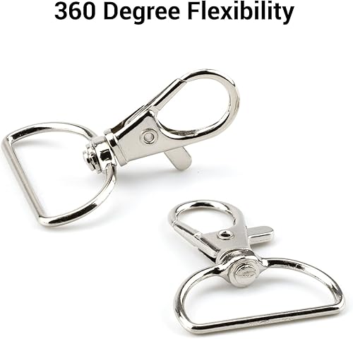 Miniatura 4 de Paquete de 60 ganchos de clip para llavero, cierre giratorio con clip de anillo en D, ganchos a presión, ganchos flexibles de 360 grados, ganchos de