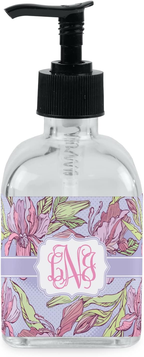 Personalized Orchids Glass Soap & Lotion Bottle - Single Bottle