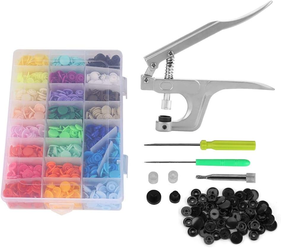 Plastic Snaps and Pliers Set, 375Pcs 24 Colors T5 Press
