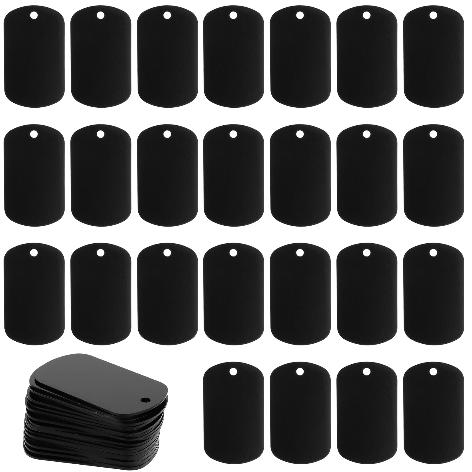 25 PCS Metal Stamping Blanks Black Metal Tags for Stamping, Engraving Blanks Aluminum Stamping Blanks Dog Tag Personalized DIY Craft Hip Hop Style (Black)