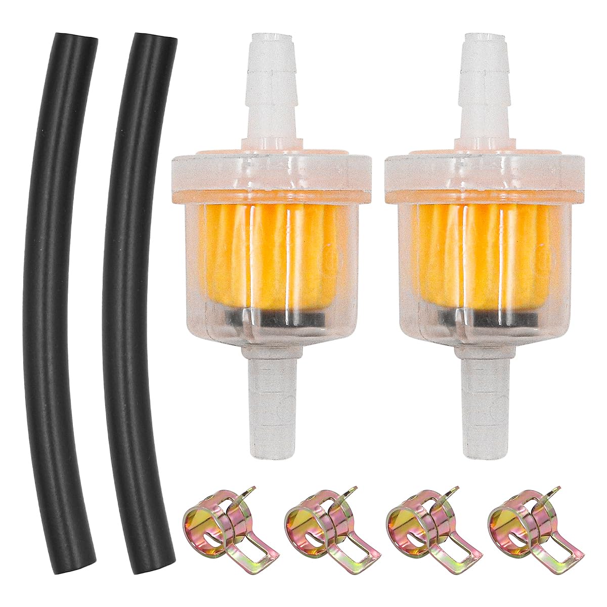 Namvo Zestaw filtrów paliwa Inline 4 szt. Filtr benzyny 4 szt. Przewód węża paliwowego 8 szt. Zaciski do węży Zaciski do motocykli Generatory Rowery kieszonkowe Kosiarki do trawy Małe traktory