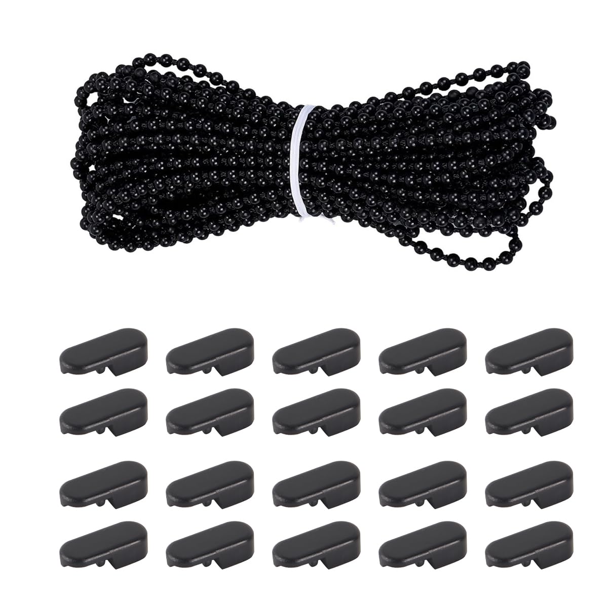 Riven Beaded Curtain Cord with 10 Plastic Chain Connectors Curtain Chain Extension Cord for Curtains Fans Roller Blinds Black 10m
