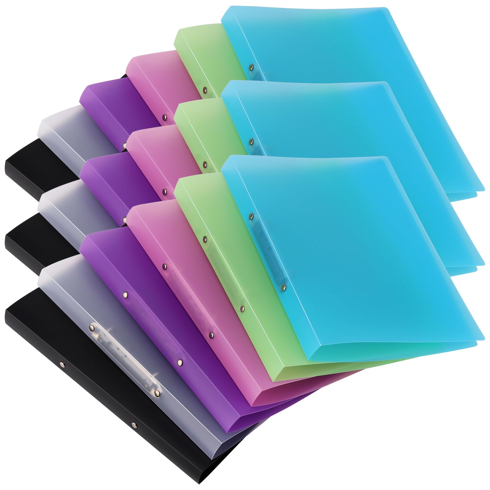 PINGEUI 18 Pack A4 2-Ring Binder, 23mm Spine Colored Folder Document Organiser Flexible Plastic File Folder for School Home Work Office Travel