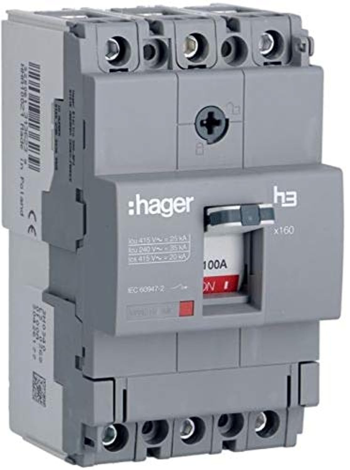 HAGER Moulded Case Circuit Breaker 100A TP (MCCB) 25KA HHA100Z (x160-H3)