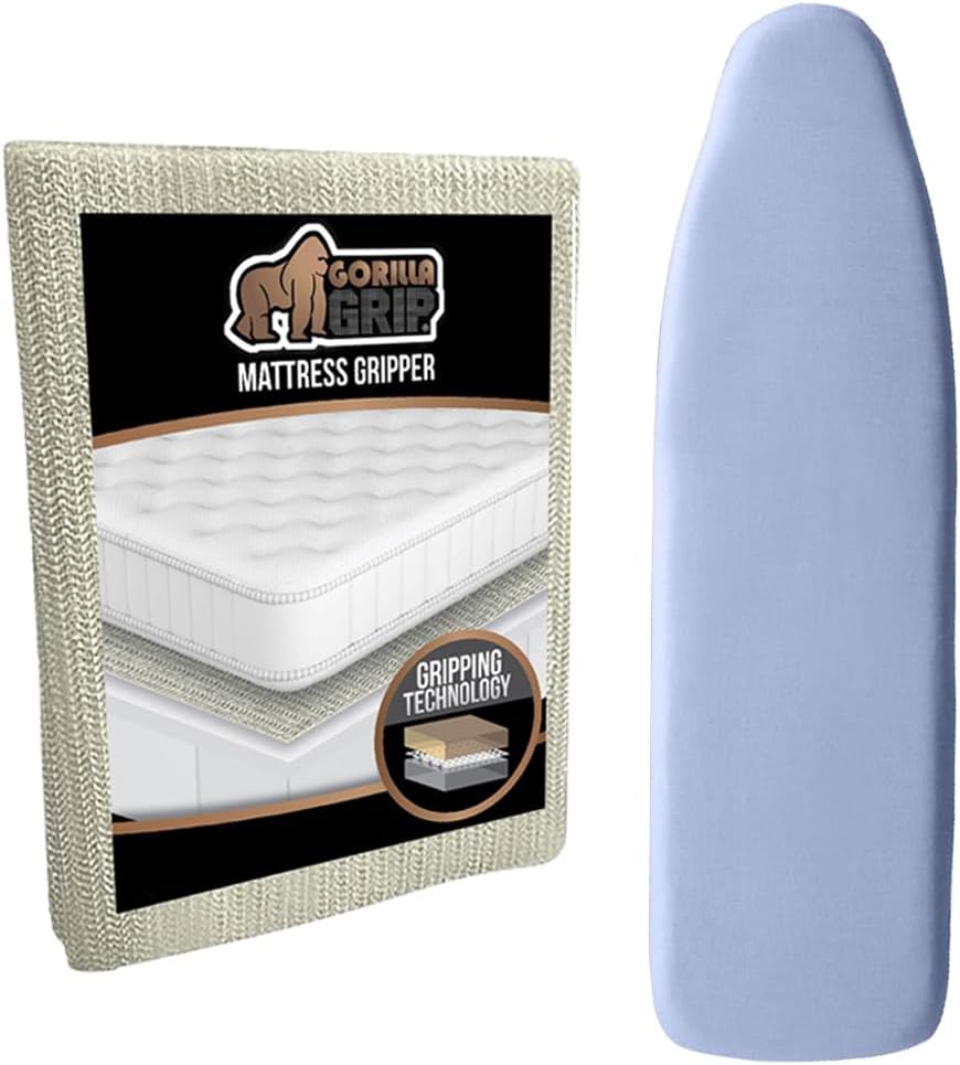 Gorilla Grip Mattress Protector Size Queen and Ironing Board Cover Size 18x49 Blue, 2 Item Bundle