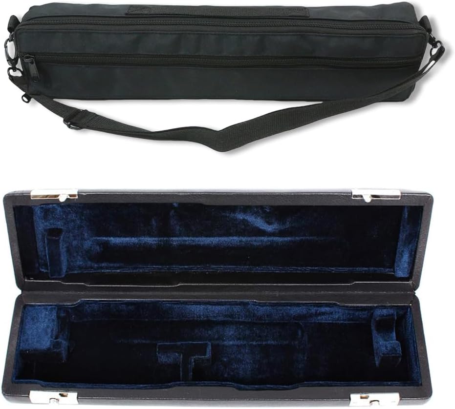 Flute Case 16 Hole with Carrying Bag, Adjustable Strap PU Leather Soft Interior with Nice Protection, Strong & Durable (16 hole-bag)