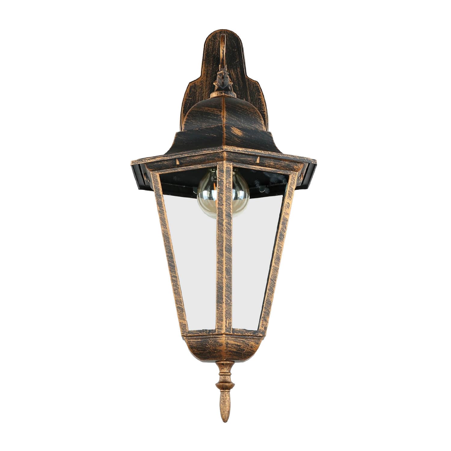 Applique da esterno in alluminio e vetro color rame anticato IP44 Ingresso Giardino P: 28,5 cm E27 Lanterna retrò nostalgica Lampada da esterno Terrazza BRISTOL