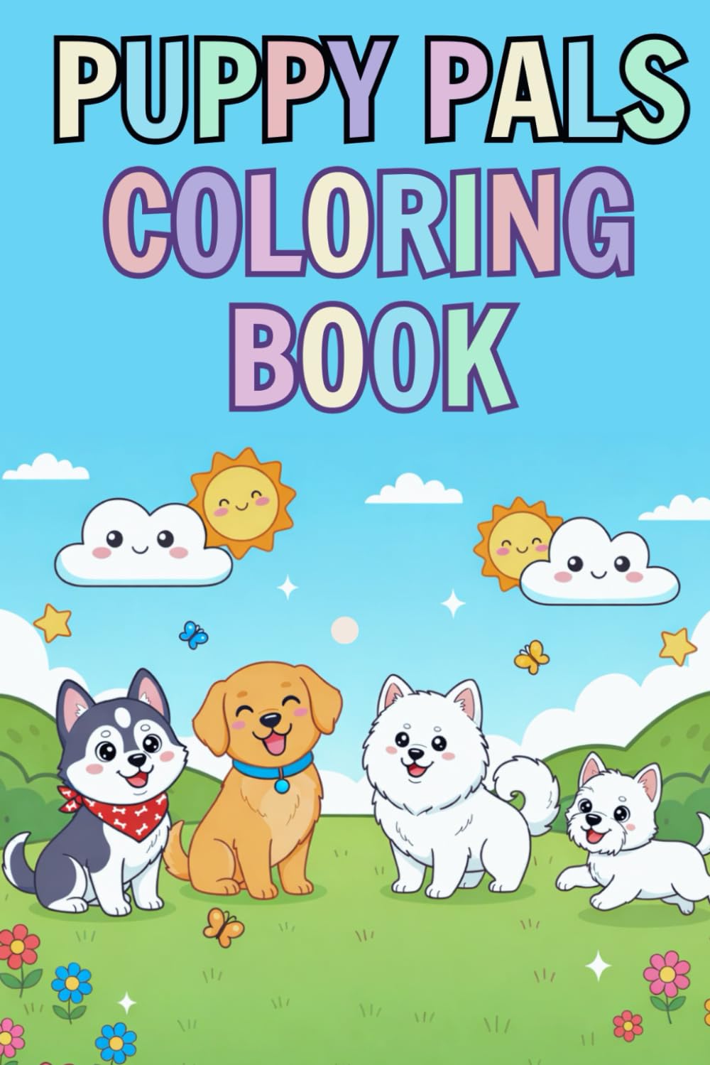 Puppy Pals Coloring Book: Cute Dogs and Puppies for Kids Ages 4-8, with Fun Tracing Sentences